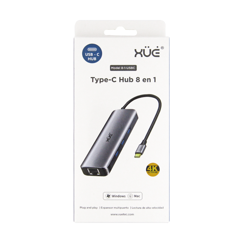 HUB MULTIPUERTOS XUE USB TIPO C 8 EN 1