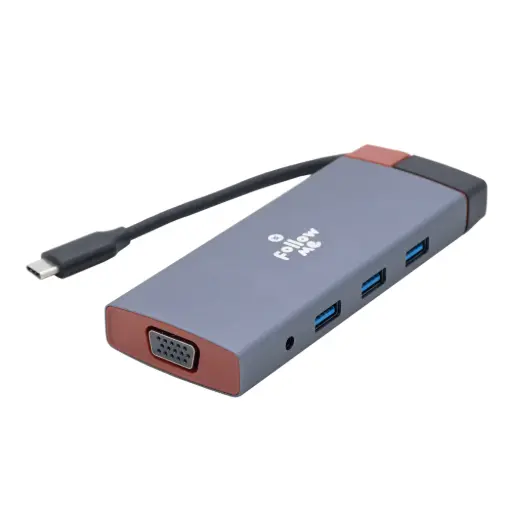 [El adaptador USB-C 10 en 1 modelo BS10A de Follow Me es un hub multipuerto portátil. Convierte un solo puerto Tipo-C en diez conexiones diferentes. Su precio aproximado en Colombia es de $117.000 COP y es compatible con sistemas Windows, macOS y Android.Puertos Disponibles3 puertos USB 3.0 para alta velocidad1 puerto HDMI con resolución 4K1 puerto VGA de 1080p1 puerto Tipo-C con Power Delivery (PD) para carga1 puerto de red Ethernet RJ45 (LAN)1 salida de audio Jack de 3.5 mm1 ranura para tarjeta SD1 ranura para tarjeta Micro SD (TF)Características PrincipalesSistema Plug & Play: No necesita programas de instalación adicionales.Diseño: Ligero y fácil de llevar en maletines o mochilas.Uso ideal: Conectar pantallas externas, memorias, cables de red e impresoras a laptops como MacBook o equipos Windows.] ADAPTADOR FOLLOW ME USB C 10 EN 1