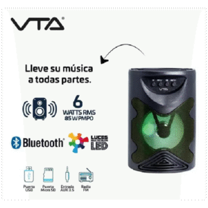 PARLANTE CILINDRICO DE 6W, RECARGABLE, BLUETOOTH CON PUERTO USB Y MICRO SD - Image 4